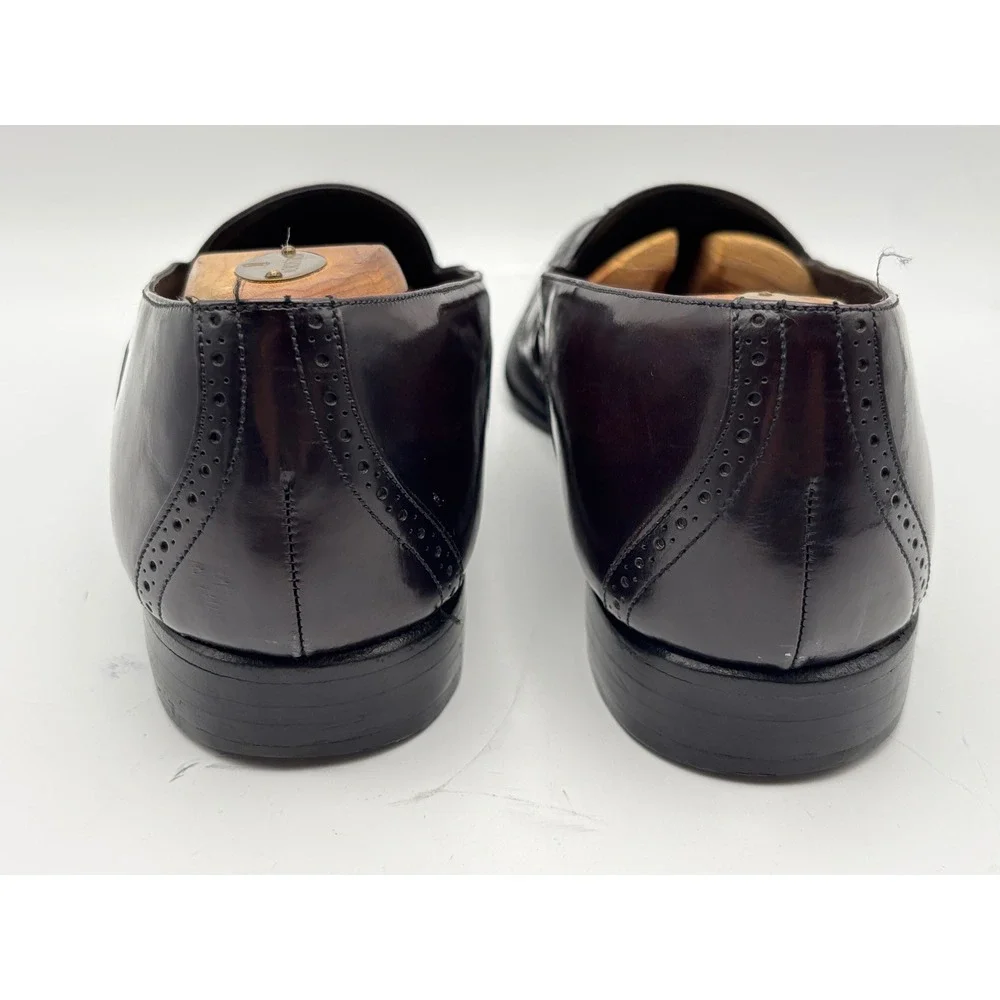 Johnston & Murphy Men's Size 12M Burgundy Leather Tassel Loafers Brogue Made USA